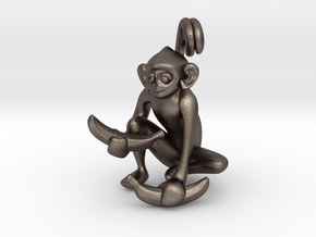 3D-Monkeys 343 in Polished Bronzed Silver Steel