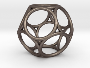 Truncated Dodecahedron in Polished Bronzed Silver Steel