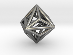 0328 Small Triakis Octahedron E (a=1cm) #001 in Fine Detail Polished Silver