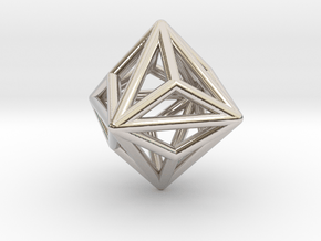 0328 Small Triakis Octahedron E (a=1cm) #001 in Rhodium Plated Brass
