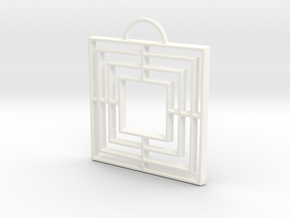 Triple Square Pendant in White Processed Versatile Plastic