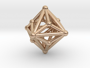 0329 Small Triakis Octahedron V&E (a=1cm) #002 in 14k Rose Gold Plated Brass