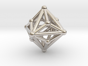 0329 Small Triakis Octahedron V&E (a=1cm) #002 in Rhodium Plated Brass