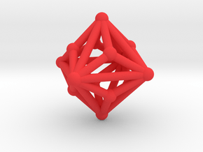 0329 Small Triakis Octahedron V&E (a=1cm) #002 in Red Processed Versatile Plastic
