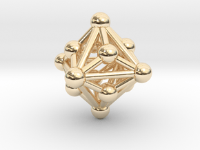 0330 Small Triakis Octahedron V&E (a=1сm) #003 in 14k Gold Plated Brass