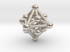 0330 Small Triakis Octahedron V&E (a=1сm) #003 in Rhodium Plated Brass