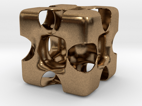 Wormhole Cube in Natural Brass
