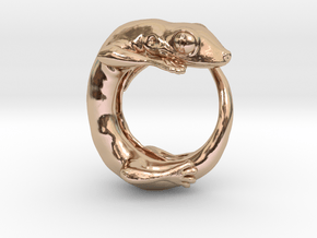 (Size 10) Gecko Ring in 14k Rose Gold Plated Brass