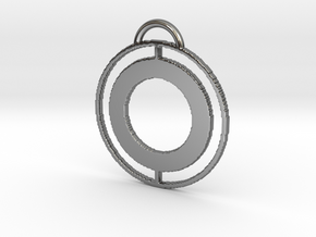 Circular Keychain in Fine Detail Polished Silver