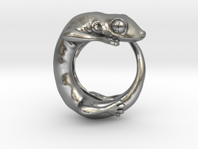 (Size 14) Gecko Ring in Natural Silver