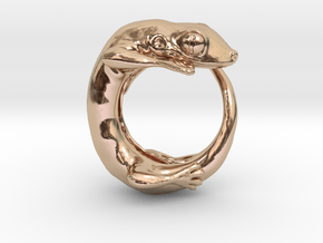 (Size 14) Gecko Ring in 14k Rose Gold Plated Brass
