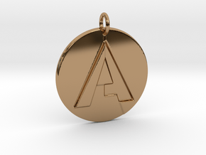 "A" Letter Initial Pendant in Polished Brass