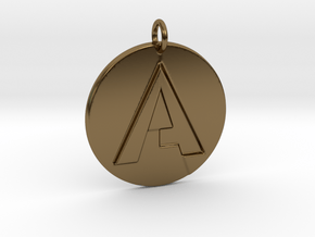 "A" Letter Initial Pendant in Polished Bronze