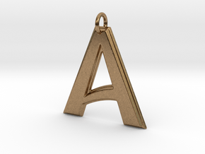 "A" Letter Initial Pendant in Natural Brass