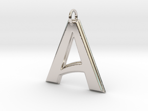 "A" Letter Initial Pendant in Platinum