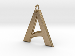 "A" Letter Initial Pendant in Polished Gold Steel