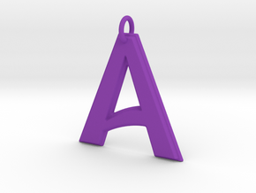"A" Letter Initial Pendant in Purple Processed Versatile Plastic