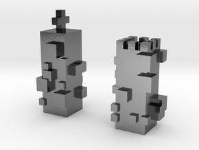 Cubic Chess - King & Queen in Polished Silver