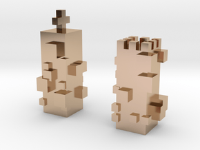 Cubic Chess - King & Queen in 14k Rose Gold Plated Brass