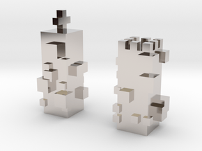 Cubic Chess - King & Queen in Rhodium Plated Brass