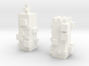 Cubic Chess - King & Queen in White Processed Versatile Plastic