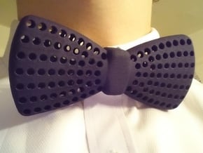 Bow Tie with Radial Holes in Black Natural Versatile Plastic