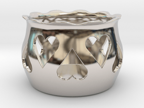 Tea Light Holder Heart in Platinum