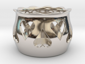 Tea Light Holder Heart in Rhodium Plated Brass