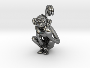 3D-Monkeys 362 in Fine Detail Polished Silver