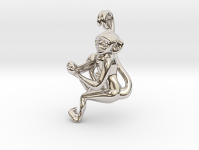 3D-Monkeys 363 in Rhodium Plated Brass