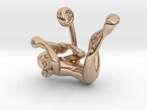 3D-Monkeys 364 in 14k Rose Gold Plated Brass
