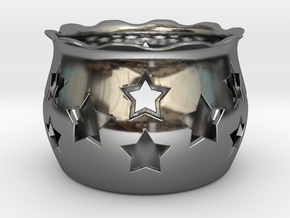 Tea Light Holder Star in Fine Detail Polished Silver