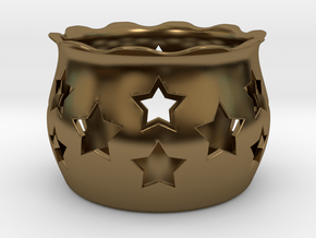 Tea Light Holder Star in Polished Bronze