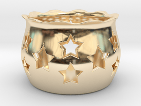 Tea Light Holder Star in 14k Gold Plated Brass