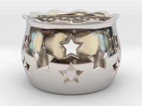 Tea Light Holder Star in Rhodium Plated Brass