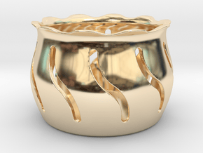 Tea Light Holder Wave in 14k Gold Plated Brass