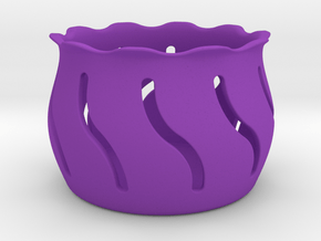 Tea Light Holder Wave in Purple Processed Versatile Plastic