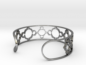 Mandelbrot Due Bracelet 7in (18cm) in Fine Detail Polished Silver
