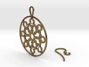 Mandelbrot Web Earring in Polished Bronze