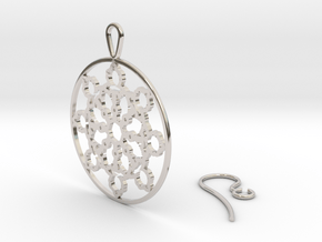Mandelbrot Web Earring in Rhodium Plated Brass