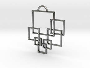 Squares Pendant in Fine Detail Polished Silver