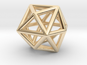 0331 Tetrakis Hexahedron E (a=1cm) #001 in 14k Gold Plated Brass