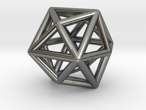 0331 Tetrakis Hexahedron E (a=1cm) #001 in Fine Detail Polished Silver