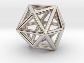 0331 Tetrakis Hexahedron E (a=1cm) #001 in Rhodium Plated Brass
