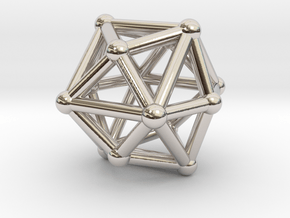 0332 Tetrakis Hexahedron V&E (a=1cm) #002 in Rhodium Plated Brass