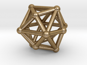 0332 Tetrakis Hexahedron V&E (a=1cm) #002 in Polished Gold Steel