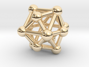 0333 Tetrakis Hexahedron V&E (a=1cm) #003 in 14k Gold Plated Brass