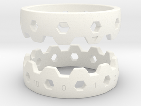 Hex Reminder Ring Size 6 in White Processed Versatile Plastic