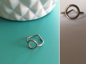 Two sides Ring Size M / 6 (Medium) in Polished Bronzed Silver Steel