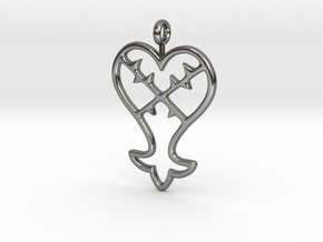 Kingdom Hearts Pendant in Fine Detail Polished Silver